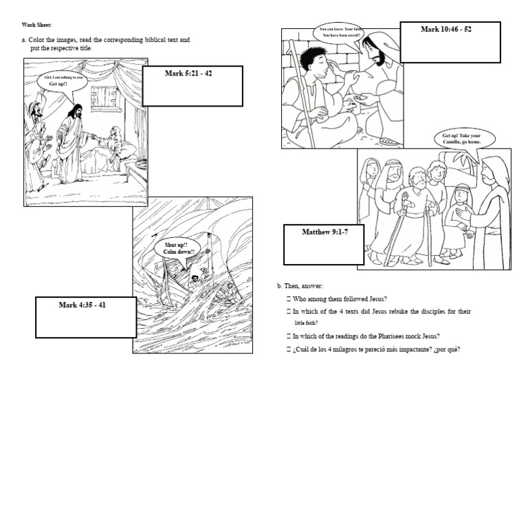 Bible Study Worksheet on Miracles | PDF