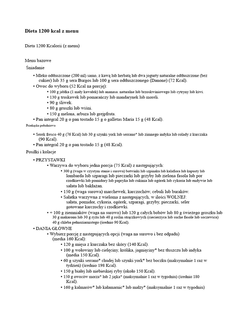 Dieta 1200 Kalorii PDF | PDF