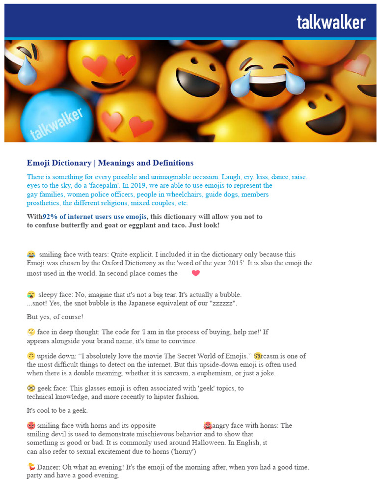 Comprehensive Emoji Meanings Guide | PDF
