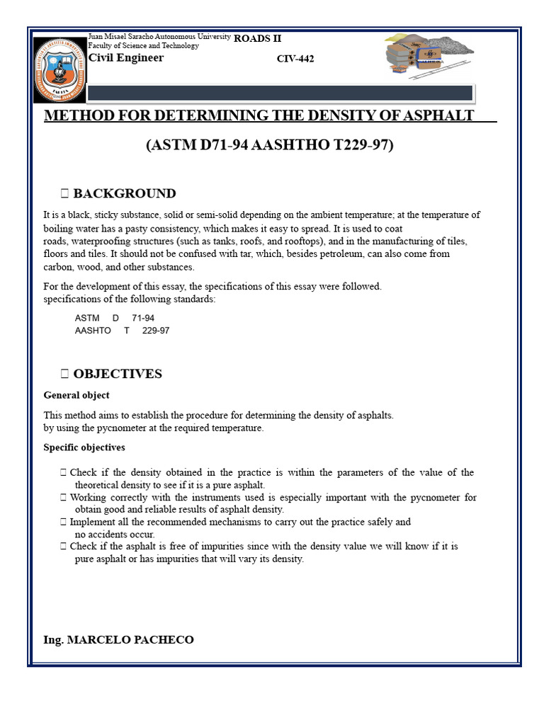 Asphalt Density Determination Method | PDF | Density | Water