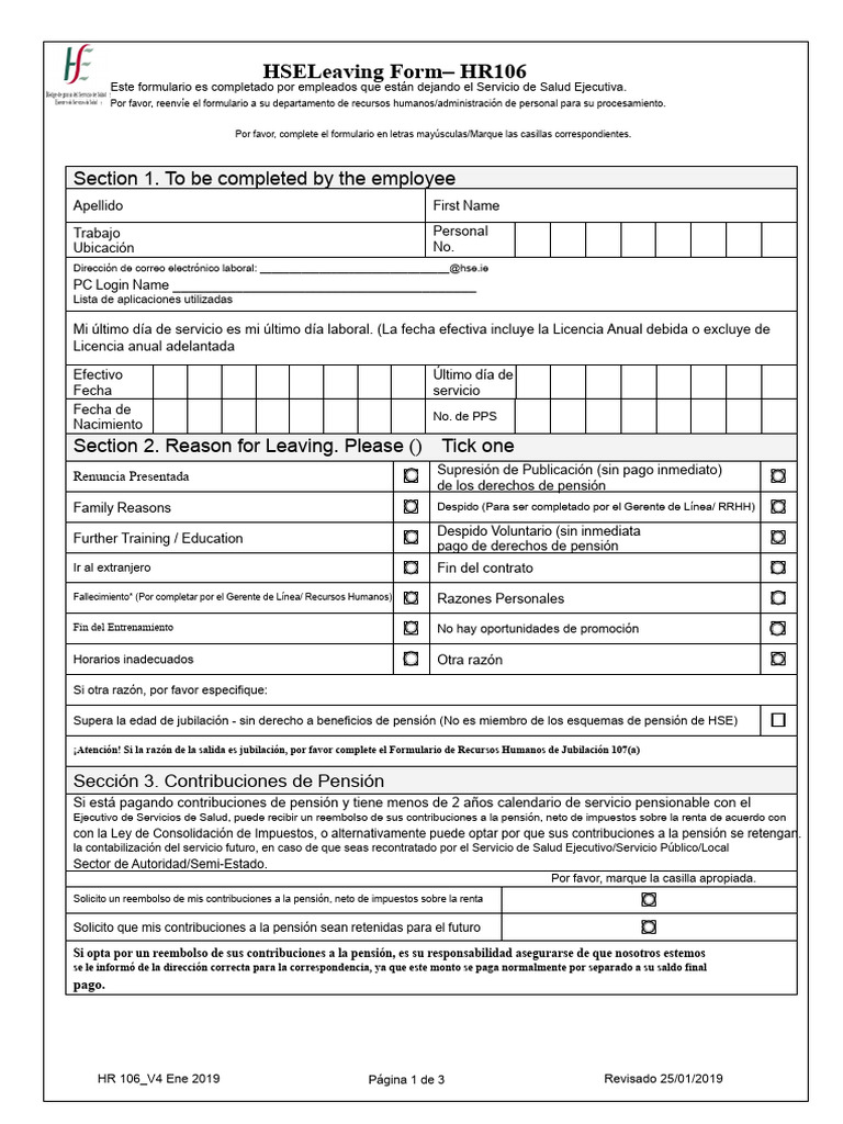 Formulario de Renuncia hr-106 | PDF | Pensión | Gestión de recursos humanos