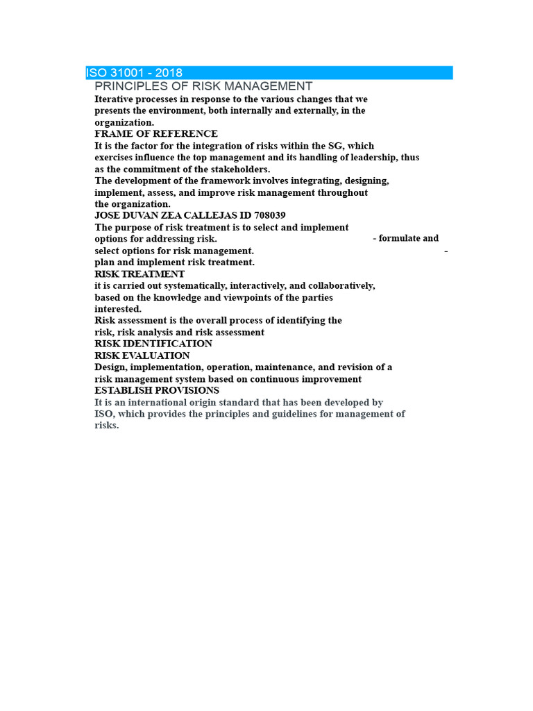 ISO 31001:2018 | PDF
