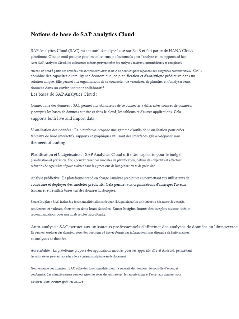 Introduction à SAP Analytics Cloud | PDF | Cloud computing | Planification