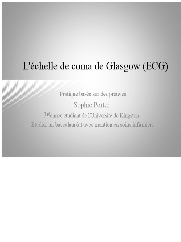 Échelle de coma de Glasgow : Guide complet | PDF | Cerveau | Douleur