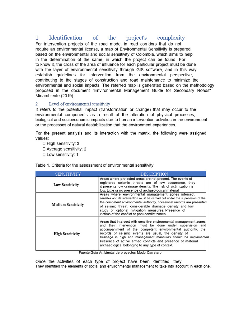 Environmental Sensitivity in Road Projects | PDF | Sensitivity And ...