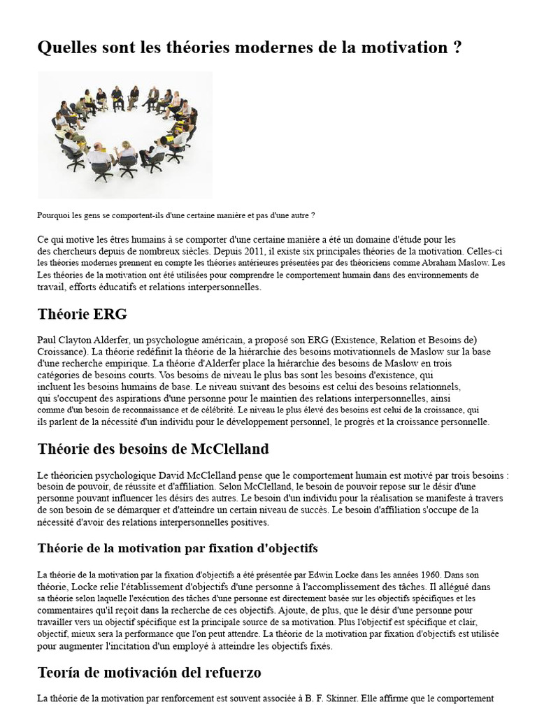 Théories modernes de la motivation humaine | PDF | Motivation | Motivant
