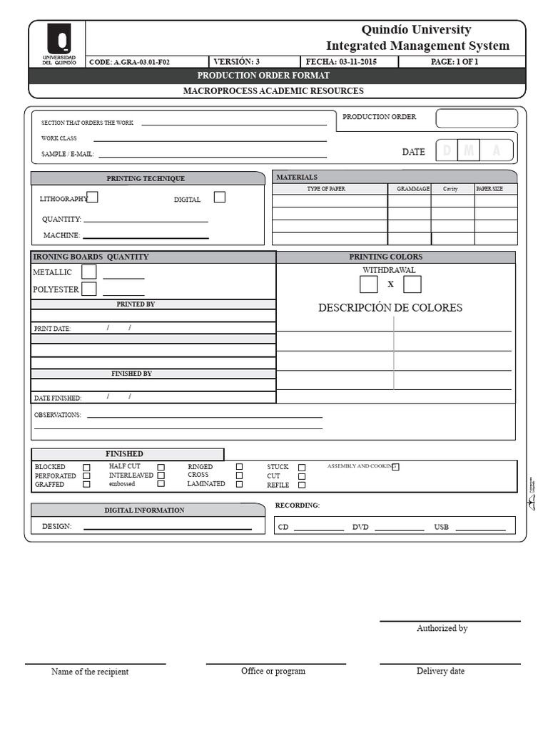 Production Order | PDF