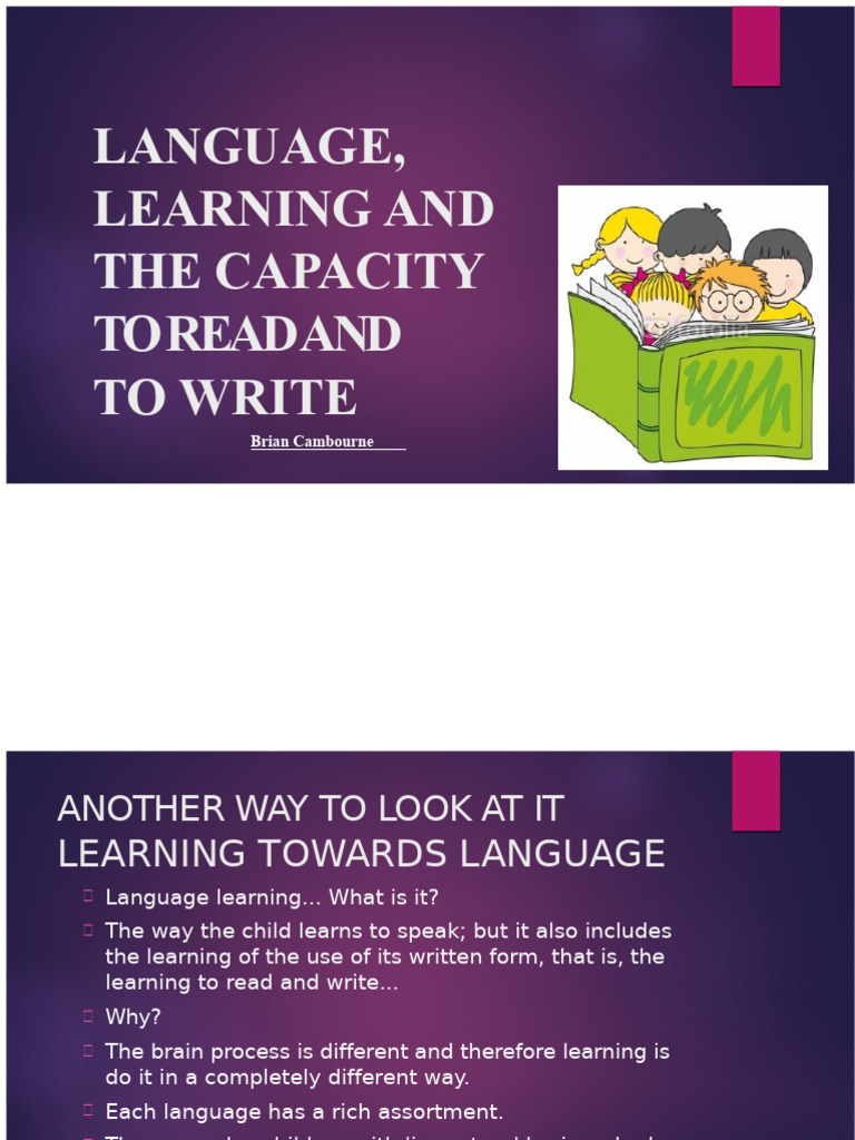 Language, Learning, and The Ability To Read and Write | PDF