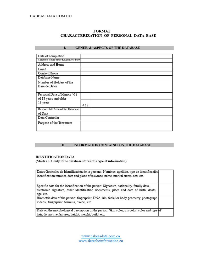 Personal Data Database Characterization Guide | PDF | Databases | Computing