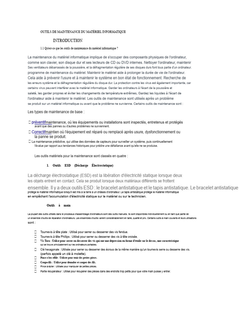 Outils essentiels pour la maintenance informatique | PDF | Câble ...