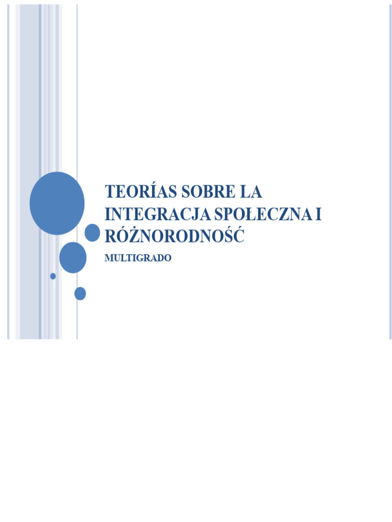 Teorie o Integracji Społecznej I Różnorodności | PDF