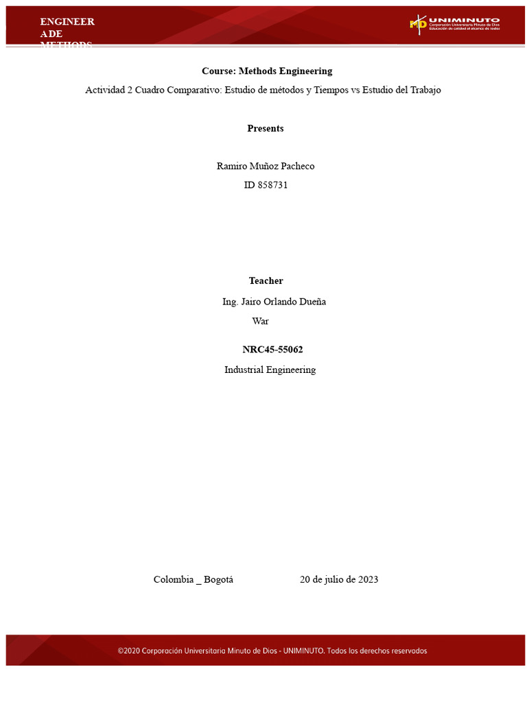Methods and Time Study in Engineering | PDF