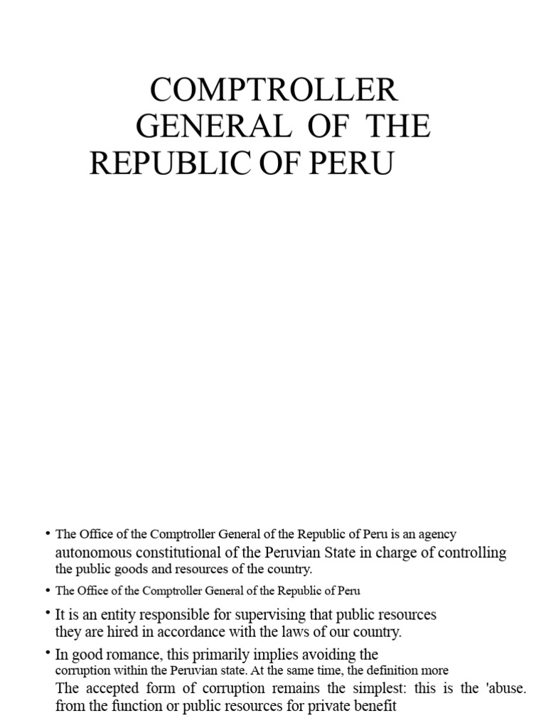 GENERAL CONTROLLERSHIP OF THE REPUBLIC OF PERU | PDF | Peru | Governance