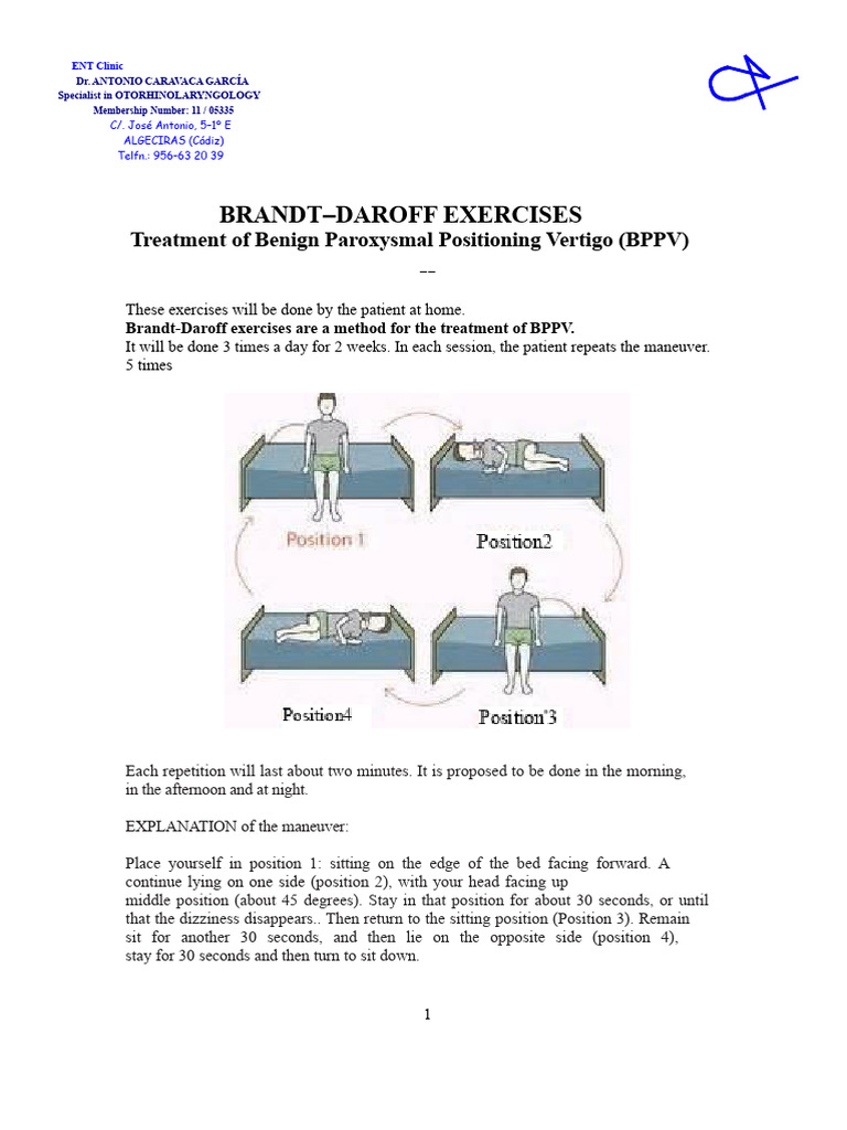 Brandt-Daroff Exercises for BPPV Treatment | PDF