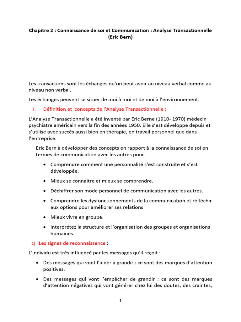 Analyse Transactionnelle et Communication | PDF | Sciences ...