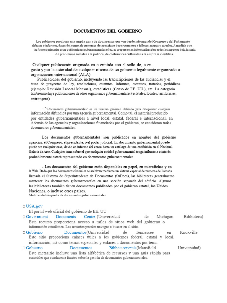 Guía sobre Documentos Gubernamentales | PDF | Gobierno Federal de los ...