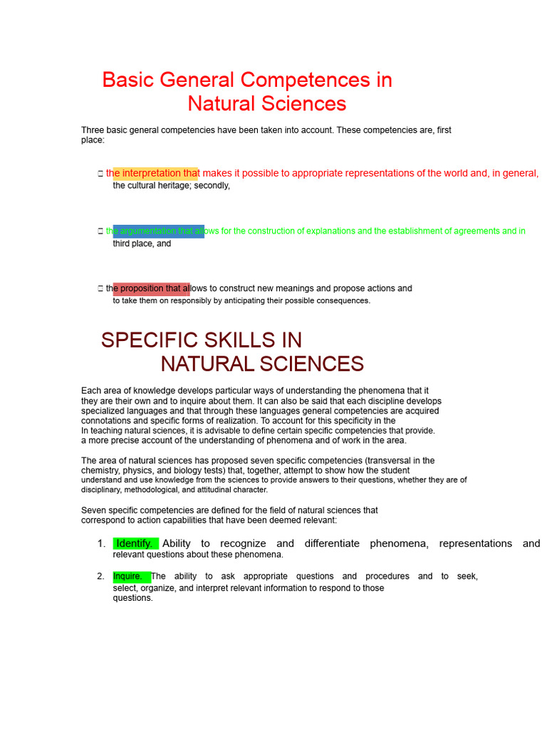 Basic General Competencies in Natural Sciences | PDF | Waves | Cell ...