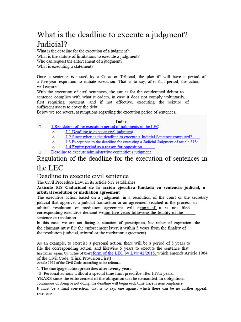 What is the deadline to execute a court ruling? | PDF | Judgment (Law ...