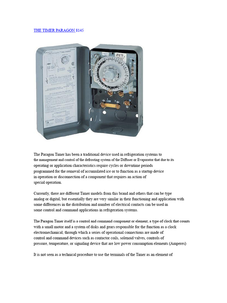 Paragon Timer 8145: Defrost Control Guide | PDF | Thermostat | Switch