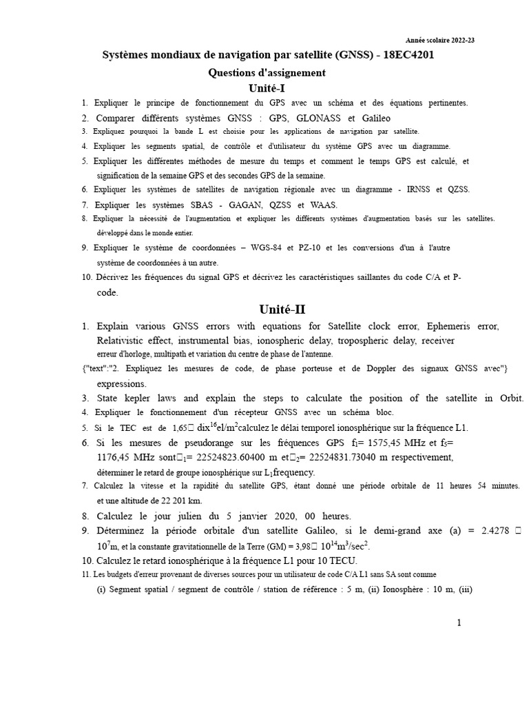 GNSS - Questions de Devoir | PDF | Système de positionnement global ...