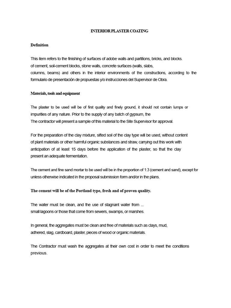 16. Interior Plaster | PDF | Plaster | Cement