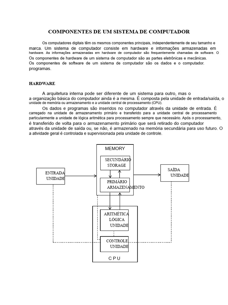 Componentes Essenciais do Computador | PDF | Armazenamento de dados de ...