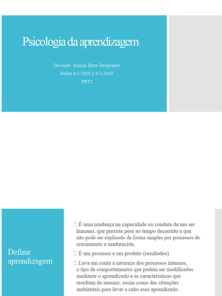 Psicologia da Aprendizagem: Processos e Fases | PDF | Aprendizado | Memória