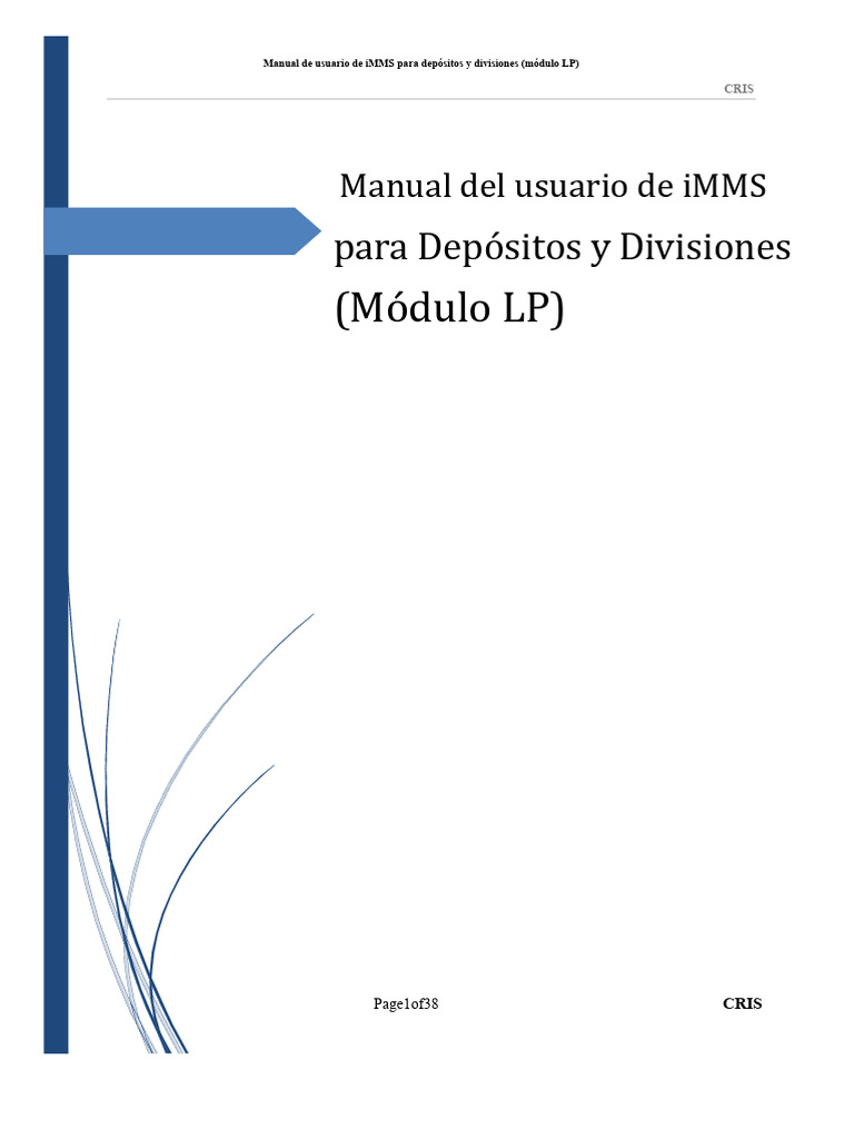 Manual iMMS: Depósitos y Divisiones LP | PDF | Botón (Computación ...