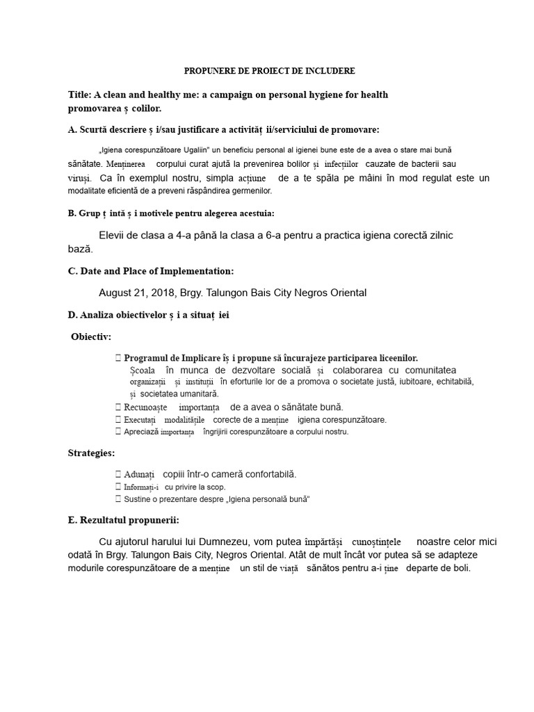 Format de Propunere Pentru Proiect de Impact | PDF