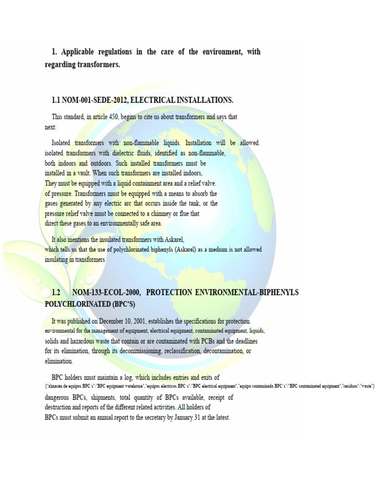 Transformer Environmental Regulations Guide | PDF | Polychlorinated ...