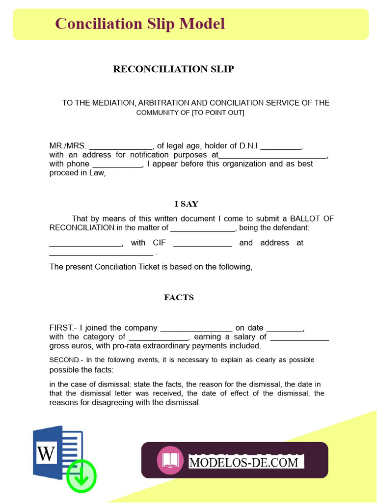 General Reconciliation Slip Model | PDF
