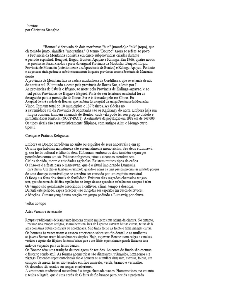 Cultura e Tradições dos Bontoc | PDF | Flauta | Roupas