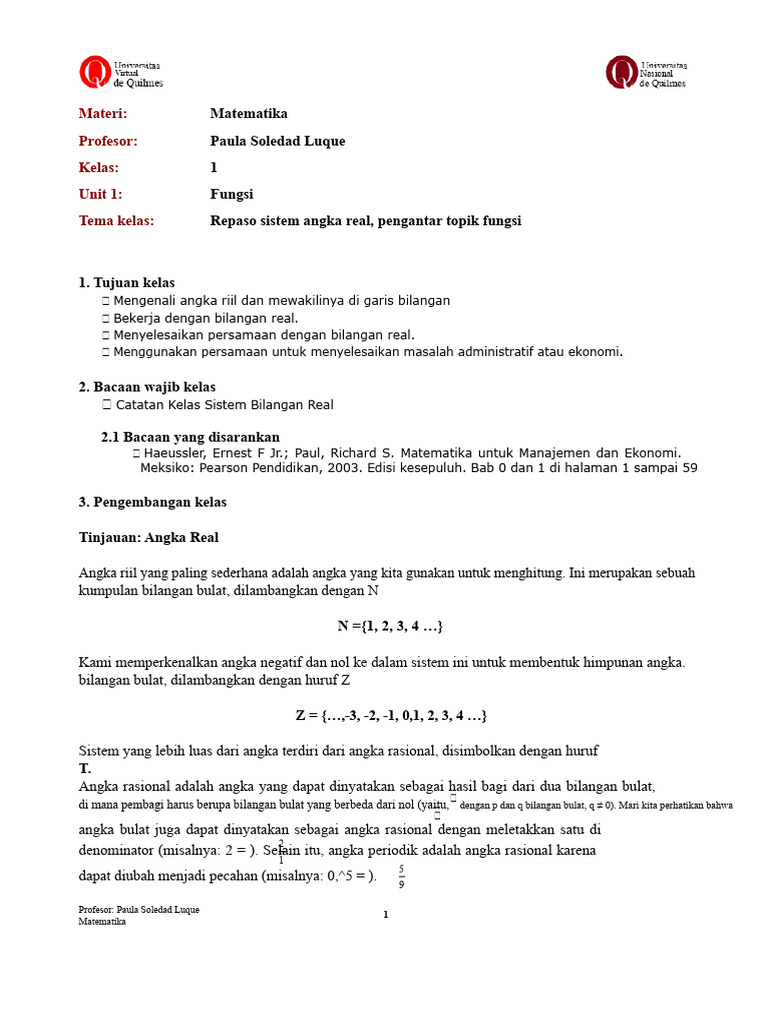 Fungsi dan Angka Riil dalam Matematika | PDF