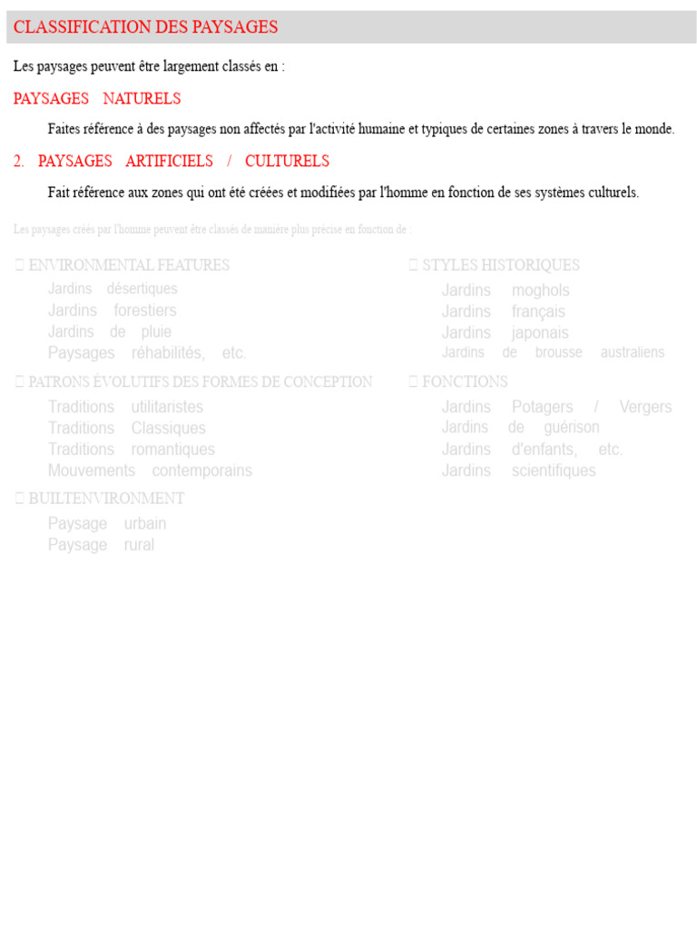 Classification des paysages naturels et artificiels | PDF | Désert ...