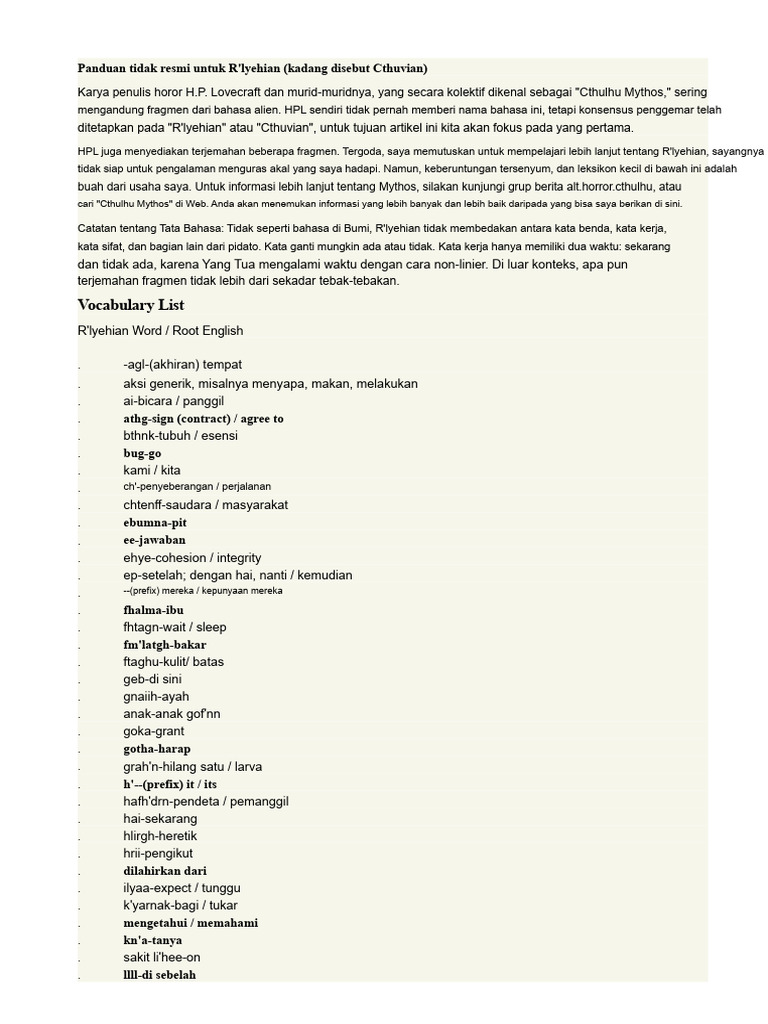 Panduan Lengkap R'lyehian untuk Pemula | PDF