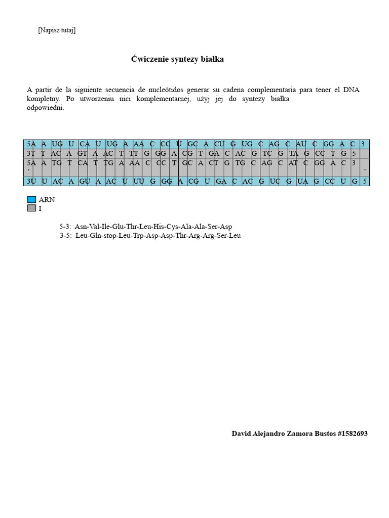 Generación de cadena complementaria de ADN | PDF