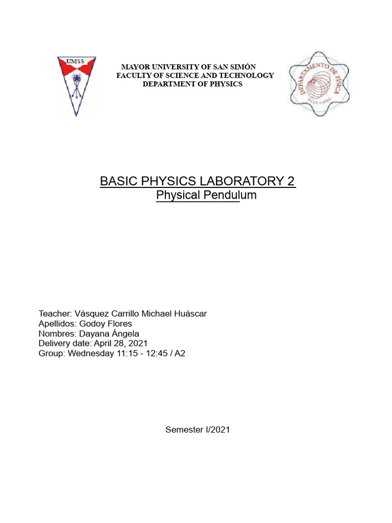 Physical Pendulum Experiment Report | PDF | Rotation Around A Fixed ...