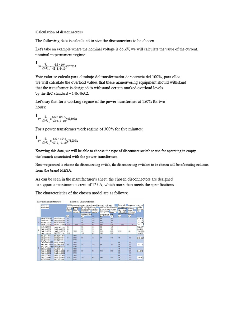 Disconnectors Sizing Calculation Guide | PDF | Electromagnetism ...