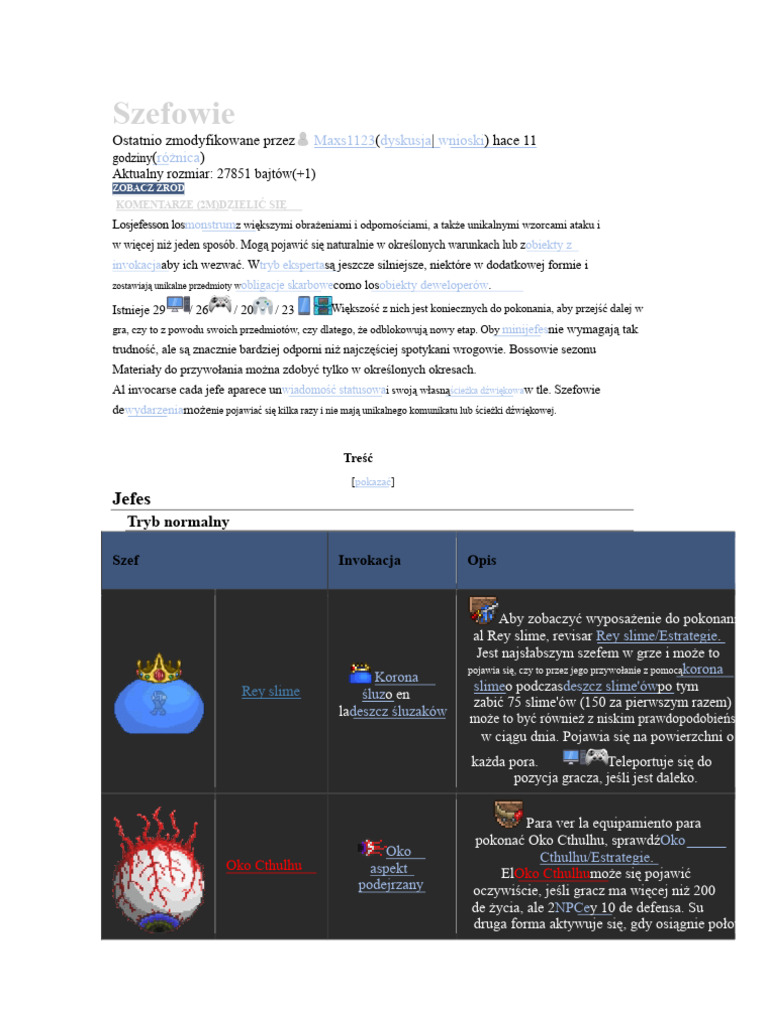 Bossowie Terraria | PDF