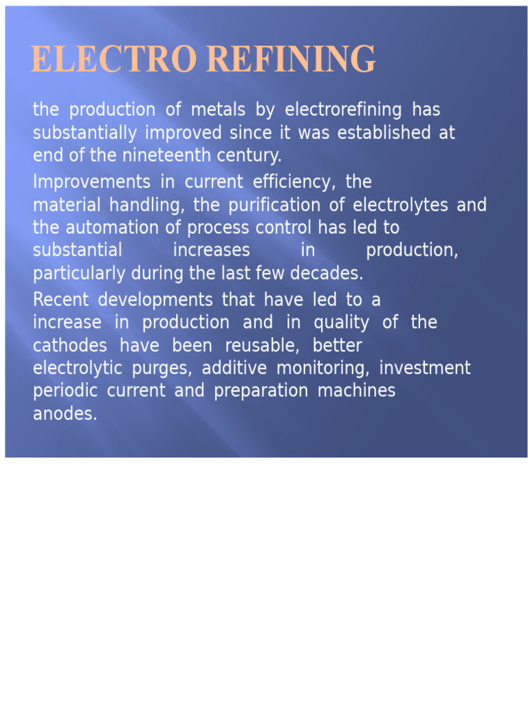 Electro Refining | PDF | Anode | Ion