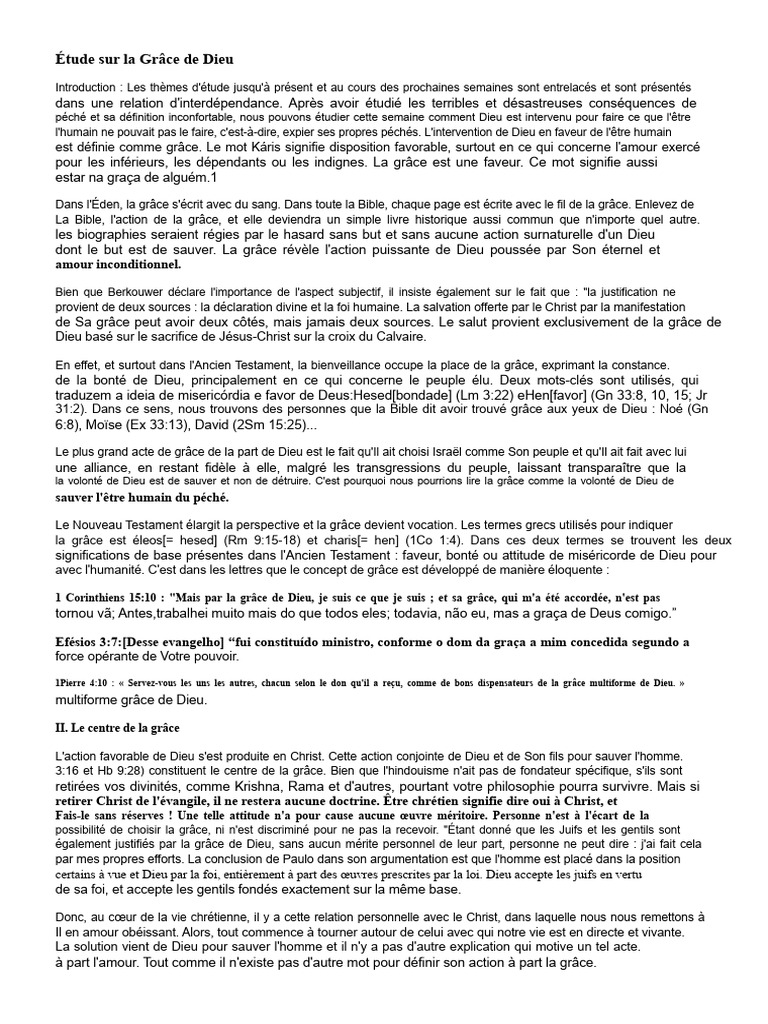 La Grâce de Dieu : Fondements et Impact | PDF | Grâce (christianisme ...