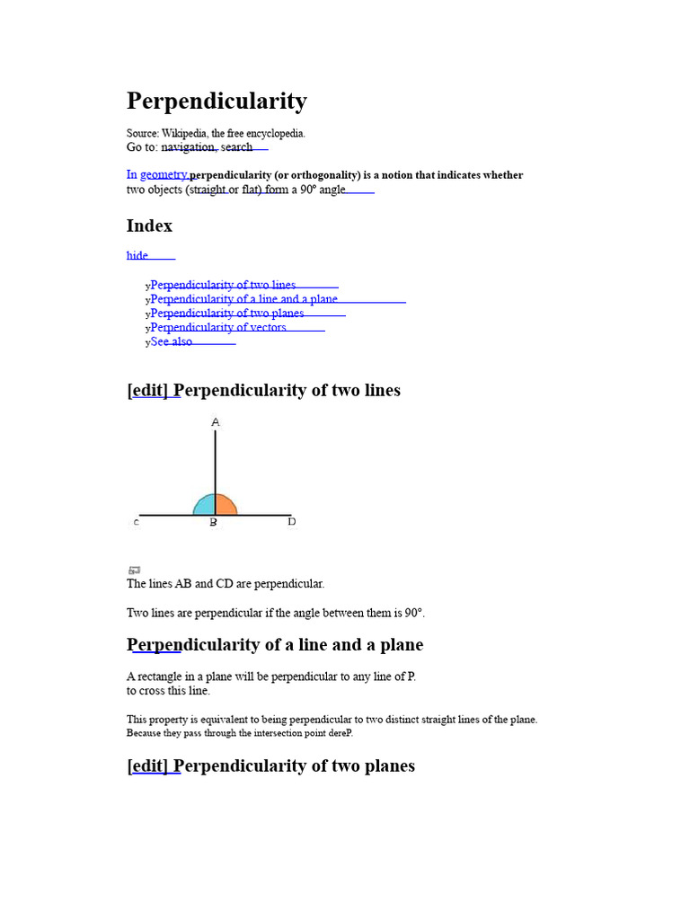 Understanding Perpendicularity in Geometry | PDF | Line (Geometry ...