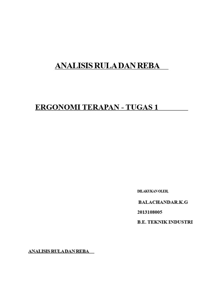 Analisis RULA dan REBA dalam Ergonomi | PDF