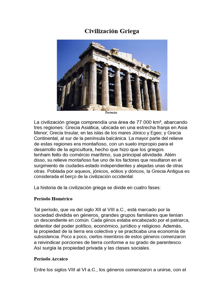 Historia de la Civilización Griega | PDF | Antigua Grecia | Grecia