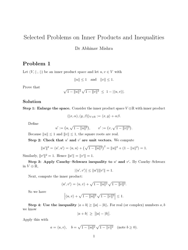 Inner Product Problems and Inequalities | PDF | Mathematical Relations ...