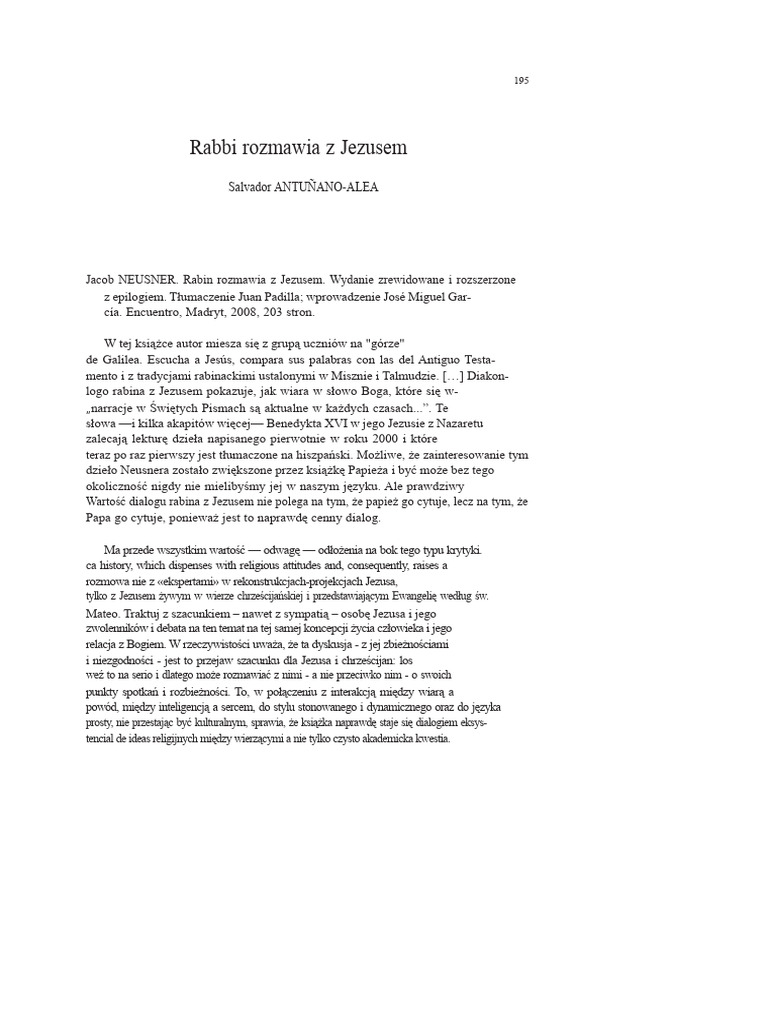 Rabin Rozmawia Z Jezusem PDF | PDF