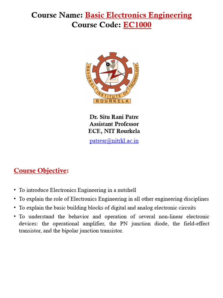 Basic Electronics Engineering Course Overview | PDF | Logic Gate ...