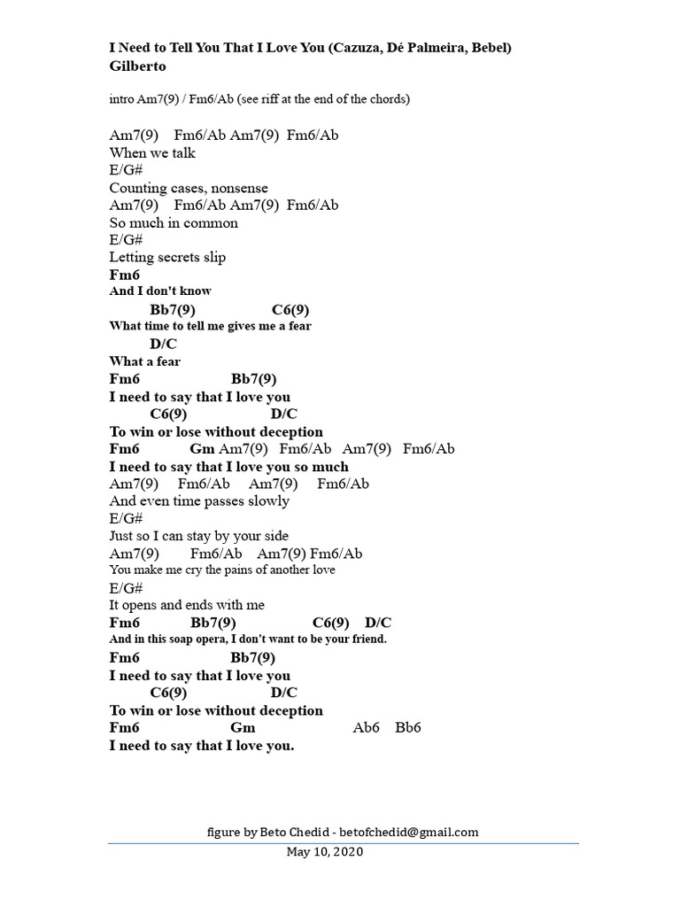 I Need to Say That I Love You chords | PDF