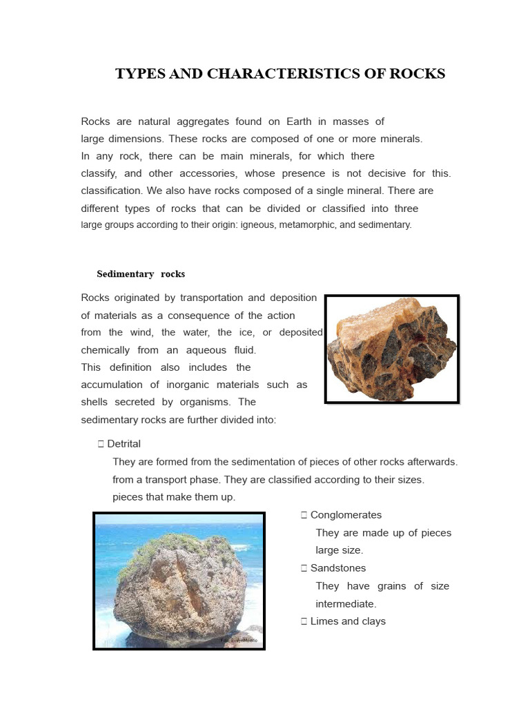 Types and Characteristics of Rocks | PDF | Rock (Geology) | Igneous Rock