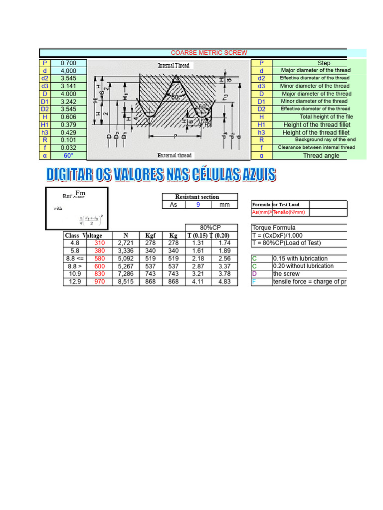Calculation of Threads | PDF | Screw | Mechanical Engineering